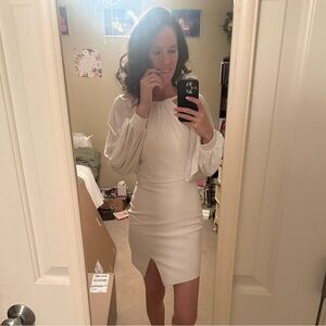 Short Rachel Allan dress with long sleeves